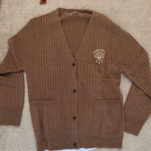 NWT Morgan Stewart Sport Small Brown Cardigan - Picture 1 of 4